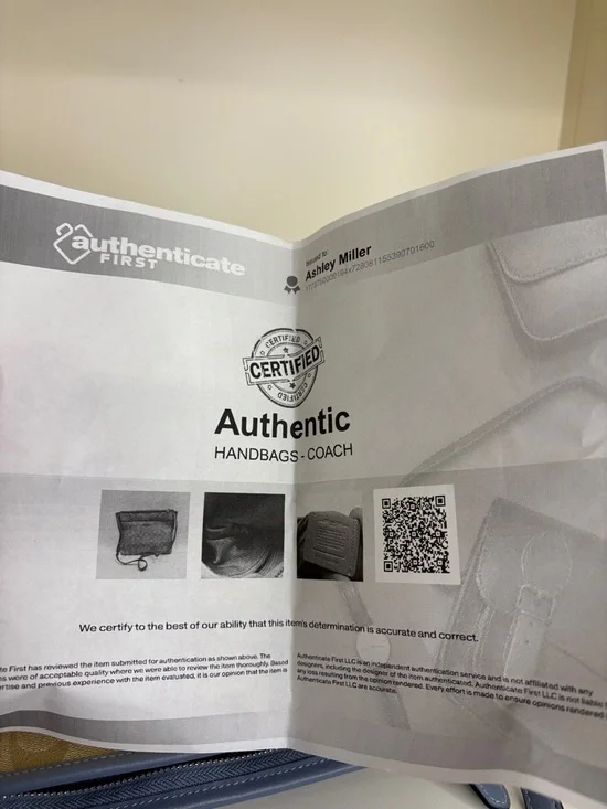 COACH Khaki Signature Crossbody and Wallet with Light Blue Trim - Picture 12 of 15